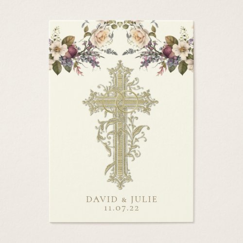 Elegant Floral Catholic Wedding Prayer Card