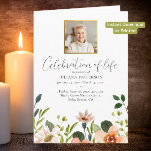 Elegant Floral Celebration of Life Digital Program