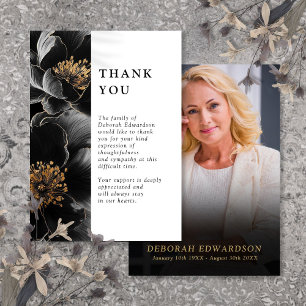 Elegant Floral Celebration Of Life Funeral Photo Thank You Card