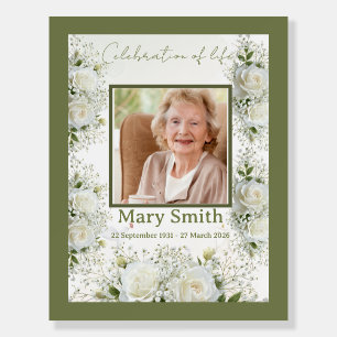 Elegant Floral Celebration of Life Memorial Photo Foam Board