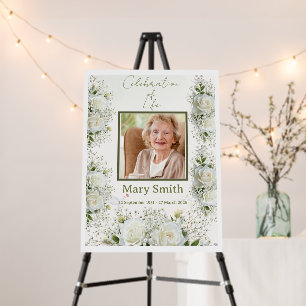 Elegant Floral Celebration of Life Memorial Photo Foam Board