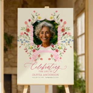 Elegant Floral Celebration of Life Photo Collage Foam Board