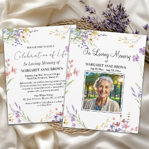 Elegant Floral Celebration Of Life Photo  Invitation