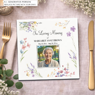 Elegant Floral Celebration Of Life Photo  Napkins
