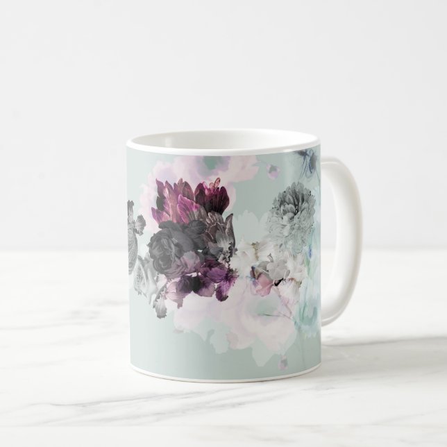 Elegant Floral Ceramic Mug, Inspirational Gift Coffee Mug (Front Right)