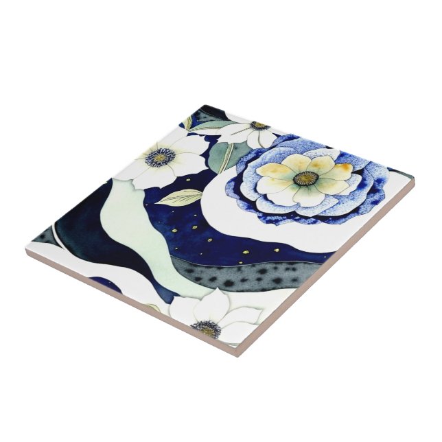 Elegant Floral Ceramic Tile (Side)