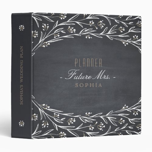 Elegant floral chalkboard rustic wedding planner binder