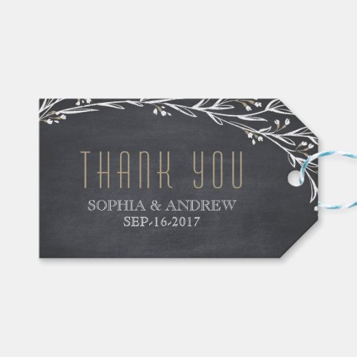 Elegant floral chalkboard rustic wedding thank you gift tags