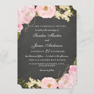 Elegant Floral Chalkboard Wedding Invitation