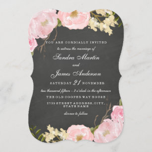 Elegant Floral Chalkboard Wedding Invite
