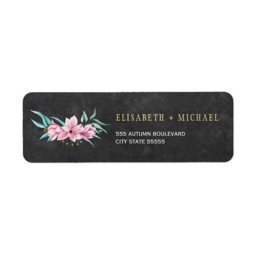 Elegant floral chalkboard wedding return address label