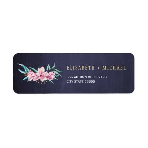 Elegant floral chalkboard wedding return address label