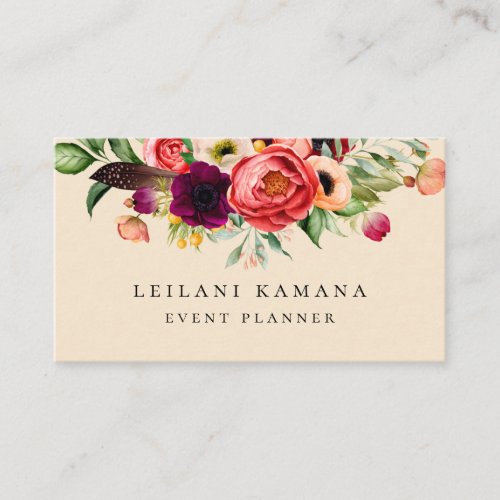 Elegant Floral Champagne Business Card