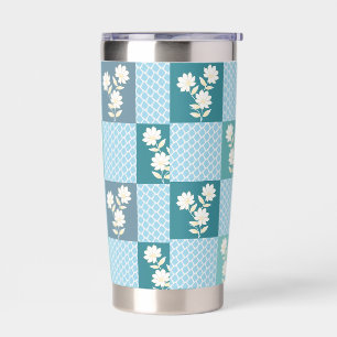 Elegant Floral Checkerboard Seamless Pattern in So Insulated Tumbler