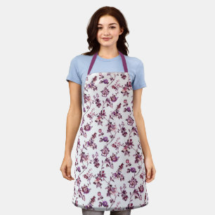 Elegant Floral Chef Baker w/ Pink & Purple Flowers Apron