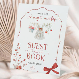 Elegant Floral Cherry Baby Shower Guest Book Sign 