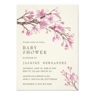 Cherry Blossom Baby Shower Invitations 2