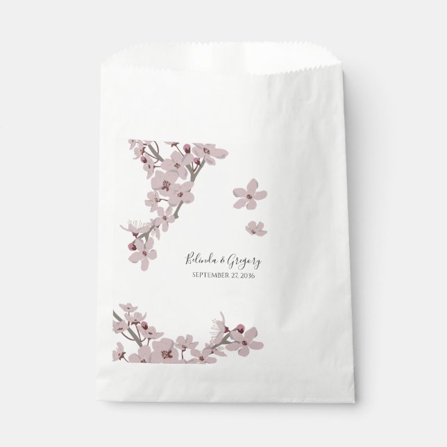 Elegant Floral Cherry Blossom Wedding   Favor Bag (Front)