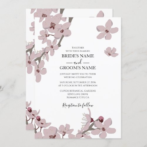 Elegant Floral Cherry Blossom Wedding Invitations