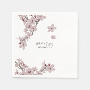 Elegant Floral Cherry Blossom Wedding Napkins
