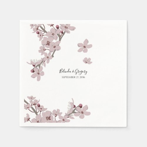 Elegant Floral Cherry Blossom Wedding  Napkins