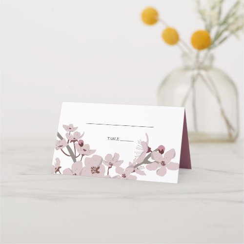 Elegant Floral Cherry Blossom Wedding Place Card