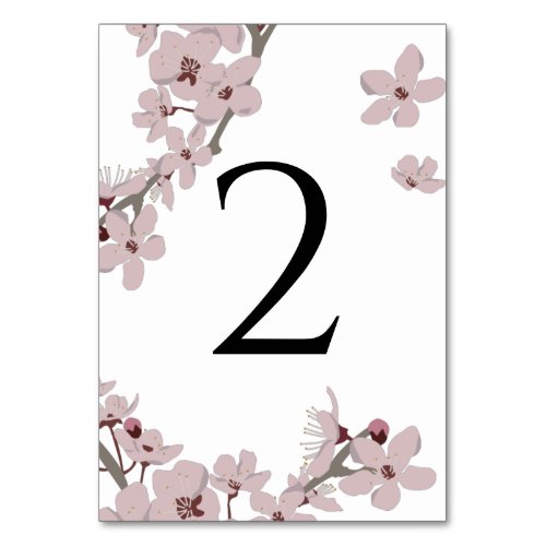 Elegant Floral Cherry Blossom Wedding Table Number