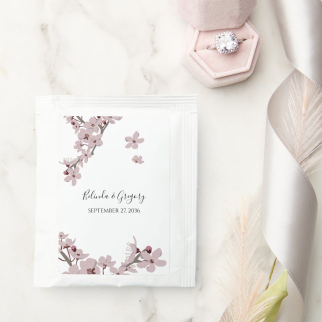 Elegant Floral Cherry Blossom Wedding  Tea Bag Drink Mix (Wedding)