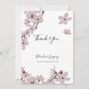 Elegant Floral Cherry Blossom Wedding Thank You Card
