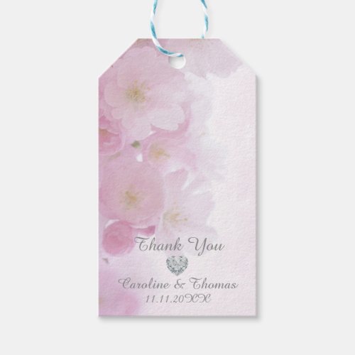 Elegant Floral Cherry Blossoms Thank You Wedding Gift Tags