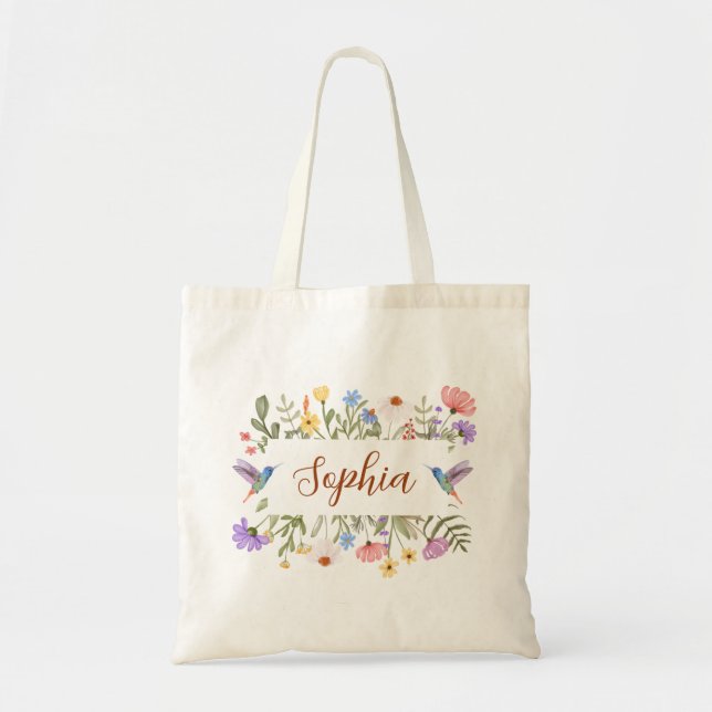 Elegant Floral Chic Colorful Tote Bag (Front)