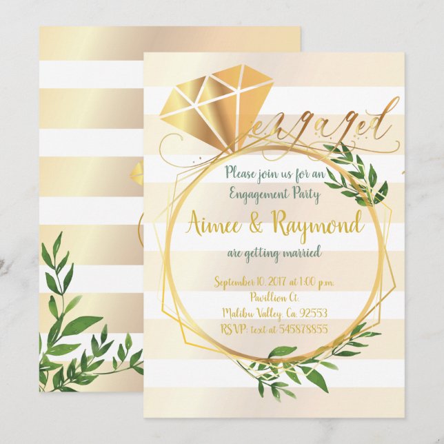 Elegant Floral Chic Engagement Party Invitation (Front/Back)
