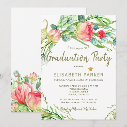Elegant floral chic garden roses graduation party
