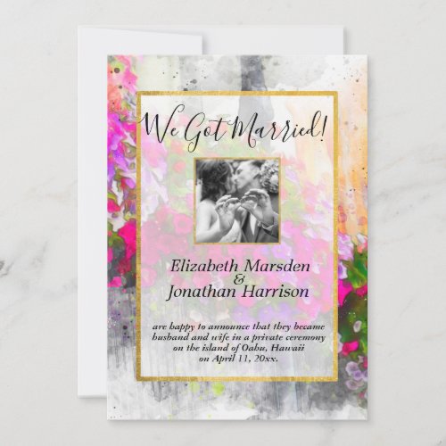 Elegant Floral Chic We Got Married Announcement