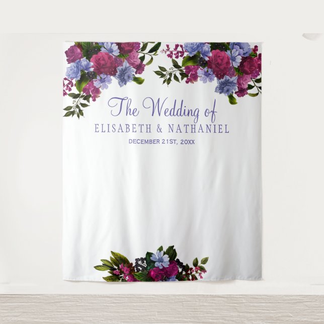 Elegant floral chic wedding photo booth backdrop (Front)