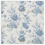 Elegant Floral Chinoiserie Blue Toile Pattern  Fabric