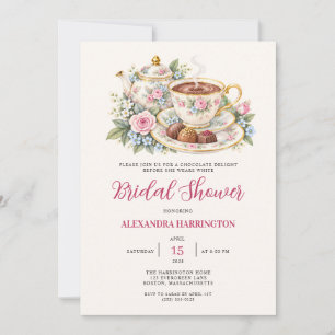 Elegant Floral Chocolate Party Bridal Shower Invitation