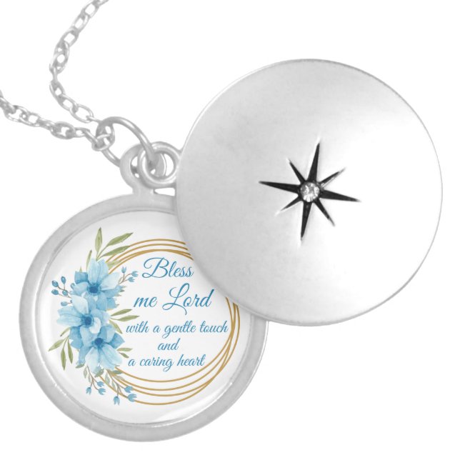Elegant Floral Christian Nurse Prayer Necklace (Front)