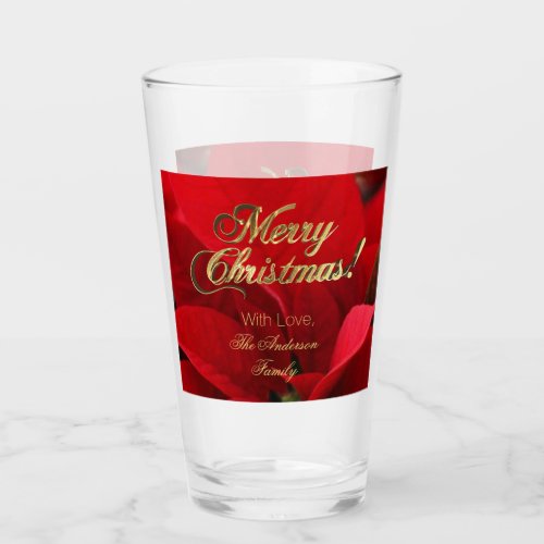 Elegant Floral Christmas Flowers Red Poinsettia Glass