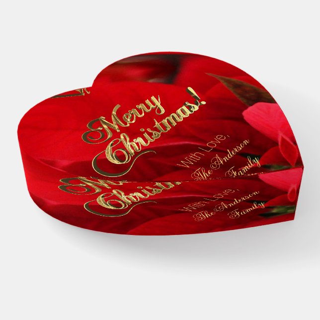 Elegant Floral Christmas Flowers Red Poinsettia Paperweight (Angled)