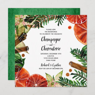 Elegant Floral Christmas Holiday Invites