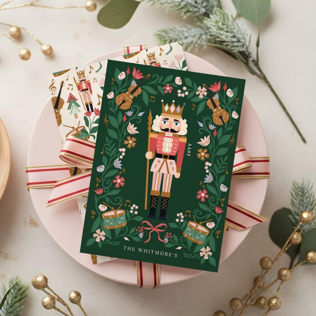 Elegant Floral Christmas Nutcracker Ballet Musical Holiday Card (Elegant Floral Christmas Nutcracker Ballet Musical Holiday Card)