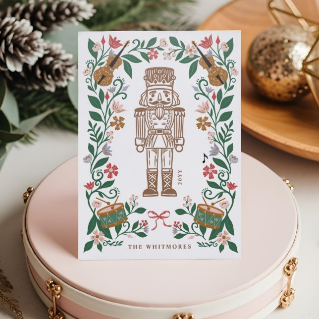 Elegant Floral Christmas Nutcracker Ballet Musical Letterpress Photo Cards (Elegant Floral Christmas Nutcracker Ballet Musical Letterpress Photo Cards)