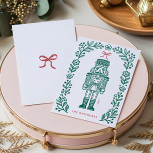 Elegant Floral Christmas Nutcracker Ballet Musical Letterpress Photo Cards