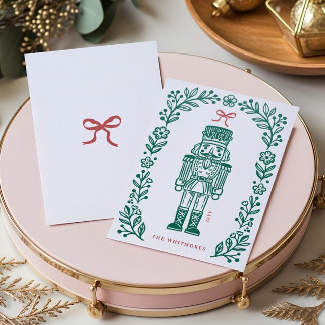 Elegant Floral Christmas Nutcracker Ballet Musical Letterpress Photo Cards (Elegant Floral Christmas Nutcracker Ballet Musical Letterpress Photo Cards)