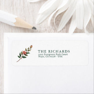 Elegant Floral Christmas Return Address Label