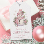 Elegant Floral Christmas Snowman Gift Tags<br><div class="desc">Add a special touch to your holiday gift-giving this season with our Elegant pink green and white floral Christmas snowman custom gift tags. These stunning gift tags feature a beautifully designed watercolor floral snowman, with the words "Merry Christmas" written in elegant typography font. But that's not all - these gift...</div>