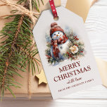 Elegant Floral Christmas Snowman Gift Tags<br><div class="desc">Add a special touch to your holiday gift-giving this season with our Elegant red and white floral Christmas snowman custom gift tags. These stunning gift tags feature a beautifully designed watercolor floral snowman, with the words "Merry Christmas" written in typography font. These gift tags are also fully customizable! Add a...</div>