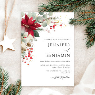 Elegant Floral Christmas Wedding Invitation