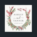Elegant Floral Christmas Winter Wedding Napkins<br><div class="desc">Elegant Floral Christmas Winter Wedding Napkins features elegant red and green watercolor greenery of holly and berries.</div>